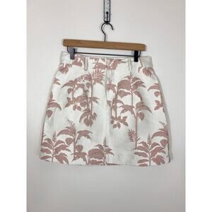 Ted Baker Pink White Floral Jacquard Mini Skirt | Size 4